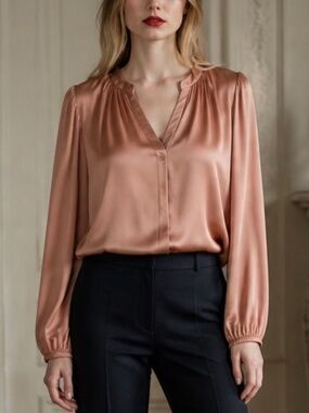 Banana Republic Blush Pink Long Sleeve Blouse | XS